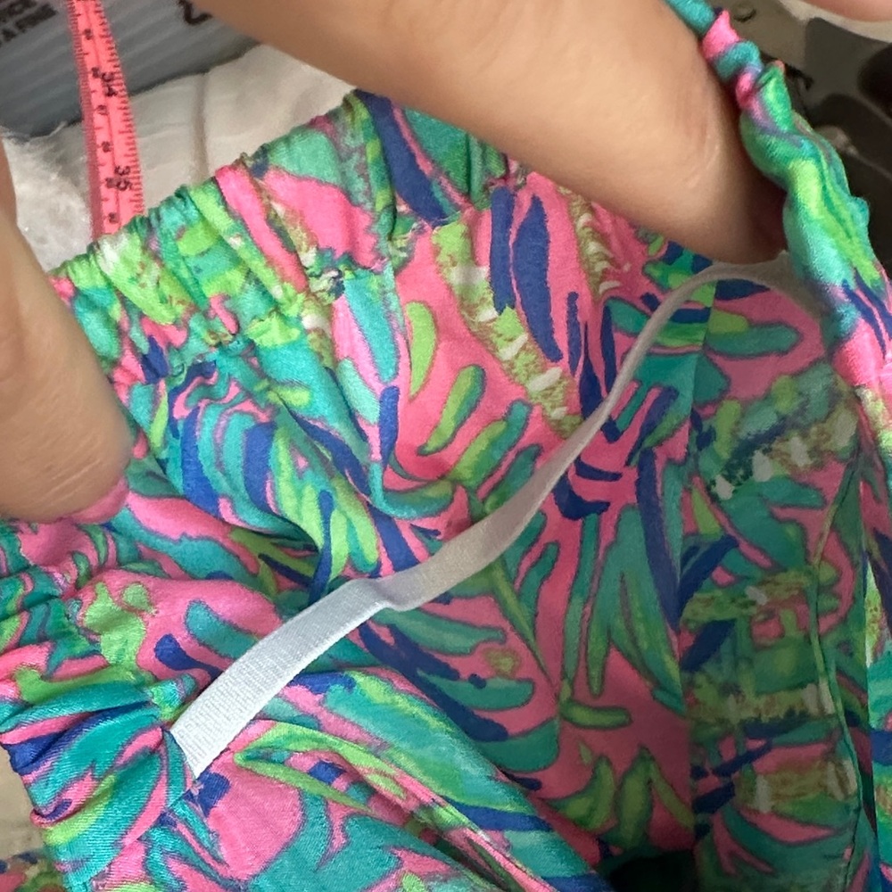 Lilly Pulitzer silk Pink and Green Off-Shoulder Blouse - Picture 7 of 8